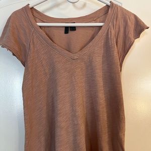 Anthropologie Left of Center Pink short sleeve top with angled hem